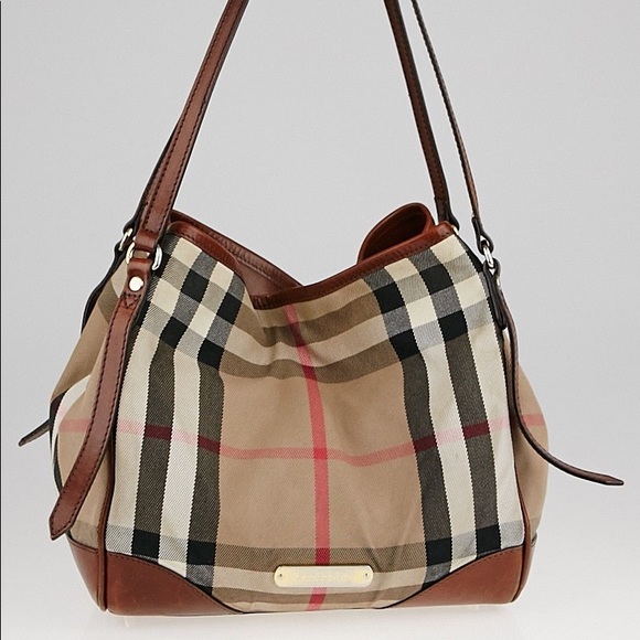 Burberry Handbags - Burberry Leather Canvas Canterbury Tote Bag